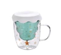 ZBDZSW Tasse à café en verre transparent double résistant à la chaleur pour couple Motif flocon de neige