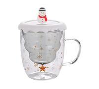 ZBDZSW Tasse à café en verre transparent double résistant à la chaleur pour couple Motif flocon de neige