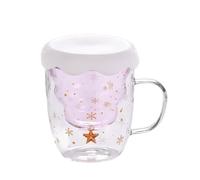 ZBDZSW Tasse à café en verre transparent double résistant à la chaleur pour couple Motif flocon de neige