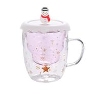 ZBDZSW Tasse à café en verre transparent double résistant à la chaleur pour couple Motif flocon de neige