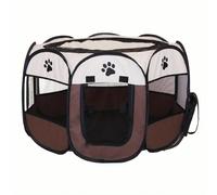 ZBDZSW Tente pliable pour chat Lit portable pour animal domestique en forme d'octogone Motif empreintes de pattes Porte à fermeture éclair Lit pliable pour intérieur/extérieur