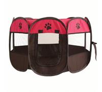 ZBDZSW Tente pliable pour chat Lit portable pour animal domestique en forme d'octogone Motif empreintes de pattes Porte à fermeture éclair Lit pliable pour intérieur/extérieur