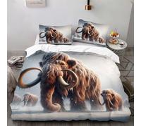 Zbeiba Housse de Couette 140x200cm Mammouth de l'Âge de Glace Parure de lit 140x200 cm,#3,Parure de Lit avec Fermeture Éclair Sets de Microfibre