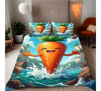 Zbeiba Housse de Couette 90x180cm en Microfibre avec 2 Taies d'oreiller 65x65 cm Parures de lit avec Imprimés de Carotte, voilier et île,#9