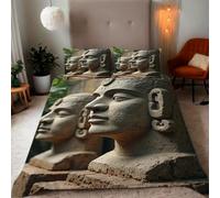 Zbeiba Housse de Couette Parures de lit 200x200cm Microfibre Douce et résistante - Entretien Facile avec imprimés de Sculpture d'éléphant en Pierre Motifs(#3