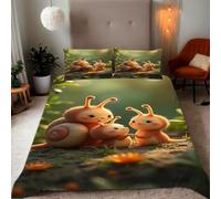 Zbeiba Housse de Couette Parures de lit 90x180cm Microfibre Douce et résistante - Entretien Facile avec imprimés de Escargot de la forêt Motifs(#7