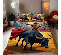 Zbeiba Housse de Couette Parures de lit 90x180cm Microfibre Douce et résistante - Entretien Facile avec imprimés de Corrida Motifs(#9