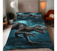 Zbeiba Housse de Couette Parures de lit 90x180cm Microfibre Douce et résistante - Entretien Facile avec imprimés de Dinosaures Courant dans la forêt Tropicale Humide Motifs(#8