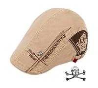 ZBHDEYG 1 béret vintage, kaki foncé, S/M, pour homme, casquette plate, toutes saisons, avec épingle tête de mort, réglable, confortable, respirant