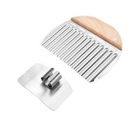 ZBHDEYG 1 couteau ondulé avec manche en bois, 1 protège-doigts, coupe-pommes de terre, couteau ondulé pour fruits et légumes, coupe-pomme pliant, coupe-frites, accessoires coupe-pommes de terre