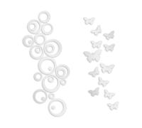 ZBHDEYG 1 jeu de 36 autocollants de décoration murale, 12 papillons et 24 cercles argentés, facile à installer