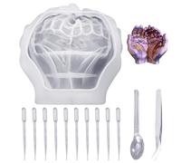 ZBHDEYG 1 moule en résine, 1 cuillère transparente, 10 compte-gouttes, 1 pince à épiler, moule à main en silicone, kit de moulage en résine époxy, moule à main DIY