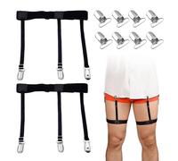 ZBHDEYG 1 Paire De Bretelles Noires, 8 Boucles En Bec De Canard, Tours De Cuisse Hautement Élastiques, Jarretelles Élastiques, Bretelles Antidérapantes, Bretelles À Passants De Jambe