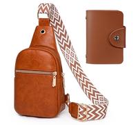 ZBHDEYG 1 Sac À Bandoulière Pour Femmes, 1 Porte-Cartes, Sac De Taille À Bandoulière De Voyage, Sac De Poitrine Pour Filles, Sac À Bandoulière De Travail