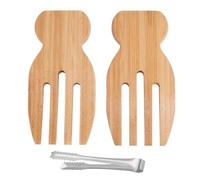 ZBHDEYG 2 fourchettes à salade en bois, 1 clip, fourchette à salade, pince à salade en bois, ustensiles de cuisine