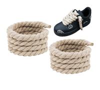 ZBHDEYG 2 paires de lacets en corde de coton, lacets en corde épaisse, lacets de sport, lacets de bricolage, accessoires de chaussures, lacets d'entraînement (beige)