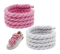 ZBHDEYG 2 Paires de Lacets Épais en Corde - Accessoires de Chaussures pour Sport et DIY (Blanc, Rose)