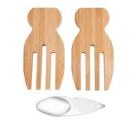 ZBHDEYG 2 pinces à salade, 1 cuillère à baguettes, cuillère à salade en bois, couverts à salade, fourchette à salade pour servir, couverts à salade, set de service à salade, ustensiles de cuisine et