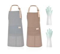 ZBHDEYG 2 Tabliers Rayés, 1 Gant, Tablier Imperméable Et Antitache, Tablier Réglable Avec Poches, Tablier à Bretelles, Tablier De Cuisine, Combinaison Résistante à L'huile De Cuisson