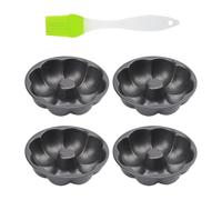 ZBHDEYG 4 petits moules à gâteau, 1 petite brosse à huile, petit moule à gâteau, mini moule à pâtisserie, petit moule rond, petit moule à cupcake, mini moule à muffins