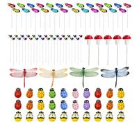ZBHDEYG 90 kits de décoration de poteaux de jardin - Coccinelle - Décoration de clôture de jardin - Décoration papillon - Poteau de jardin - Décoration d'abeilles