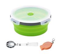 ZBHDEYG Bol Pliant de 1200 Ml avec Cuillère, Fourchette et Boîte de Rangement - en Silicone pour Camping et Couverts