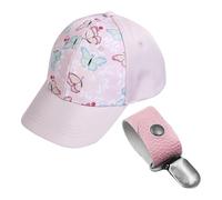 ZBHDEYG Casquette de Baseball pour Enfants avec Pince, Chapeau de Queue de Cheval pour Filles, Visière à Large Bord Imprimé Papillon