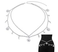 ZBHDEYG Ceinture Argentée Pour Femmes 1 Pièce, Ceinture Pour Femmes, Chaîne De Taille Sun Star, Chaîne De Taille De Robe, Ceinture De Chaîne En Métal Pour Femmes, Chaîne De Taille Serrée
