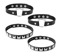 ZBHDEYG Colliers Punk Carrés 2 Pcs, Colliers De Tête De Chat Punk 2 Pcs, Colliers Rivets En Cuir, Colliers Cloutés Punk En Cuir, Colliers Assortis Aux Vêtements