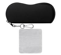 ZBHDEYG Étui à lunettes de soleil rigide pour femme - Noir - Matériel de plongée - 18 x 8,5 cm - 1 pièce - Chiffon à lunettes - Gris - En daim composite - 14,3 x 14,5 cm, Noir , taille unique