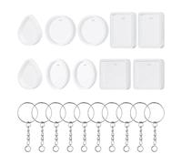 ZBHDEYG Lot de 10 moules en silicone, porte-clés, formes géométriques, pendentifs cristal, moules bijoux DIY
