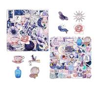 ZBHDEYG Lot de 100 Autocollants de Scrapbooking Motif Lune - 50 Colorés pour Ordinateur Portable, Créatifs et Amusants pour Téléphone Portable