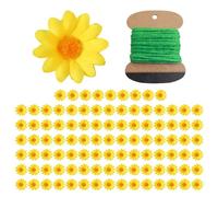 ZBHDEYG Lot de 100 marguerites artisanales, 1 paquet de 10 mètres de corde de chanvre, fleurs de décoration de fête, accessoires de décoration de table, marguerites de simulation pour la décoration de