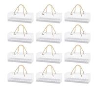 ZBHDEYG Lot de 12 boîtes transparentes avec ficelle dorée - Avec feuilles de papier - gâteau emballage transparent avec couvercle