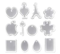 ZBHDEYG Lot de 12 moules en résine époxy, moule en forme de goutte de fleur, moule de bricolage, collier, outil de moulage de boucles d'oreilles, pendentif en silicone en résine