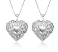 ZBHDEYG Lot de 2 colliers avec pendentif en forme de cœur, collier photo, collier vintage, collier en acier inoxydable, collier en argent, collier design créatif, collier pour femme, collier sœur,