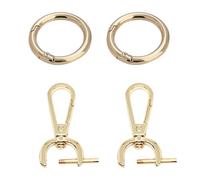 ZBHDEYG Lot de 2 mousquetons ronds, 2 boucles en métal pour sacs, mousquetons à ressort, anneaux de porte-clés, fermoirs mousquetons, accessoires de sac à dos, or, taille unique