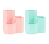 ZBHDEYG Lot de 2 porte-stylos de bureau modernes et uniques hexagonaux en nid d'abeille, rose et vert