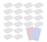 ZBHDEYG Lot de 20 boîtes transparentes avec 128 autocollants carrés - Boîte de rangement pour accessoires - Petite boîte transparente avec couvercle - Boîte d'affichage à motif - Mini boîte de