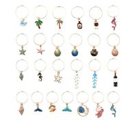 ZBHDEYG Lot de 25 breloques pour verres à vin, accessoires de marquage de boissons, marqueurs de verre, kit de marquage de verre à vin, étiquettes de verre à eau, Acier allié