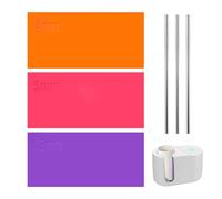 ZBHDEYG Lot de 3 couvercles d'assiettes en silicone, 3 pailles en acier inoxydable, dessous de verre thermique, coussinets en silicone par sublimation, couvercles de tasses, dessous de verre