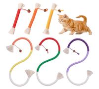 ZBHDEYG Lot de 3 longues cordes molaires à l'herbe à chat - 3 cordes courtes à mâcher pour chat - Jouet à mâcher pour chat - Corde en coton - Jouet pour chat