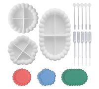 ZBHDEYG Lot de 3 moules en silicone, 5 compte-gouttes, 5 cuillères mélangeuses, bougeoirs, moule en silicone, moule à moule, moule en époxy, moule de coulée