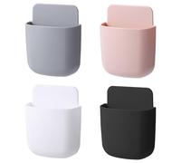ZBHDEYG Lot de 4 boîtes de rangement pour télécommande - Étagère de rangement murale - Étagère de rangement sans perforation - Porte-stylo de bureau - Porte-télécommande - Organiseur mural