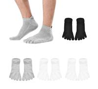 ZBHDEYG Lot de 4 paires de chaussettes à orteils en coton pour la course à pied, chaussettes de course sportives, chaussettes à orteils bas pour hommes, chaussettes à orteils pour femmes, Blanc, noir,