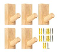ZBHDEYG Lot de 5 crochets muraux en bois - Crochets muraux autocollants - Crochets muraux en bois - Cintres muraux muraux en bois massif - Pour chambre à coucher, salon