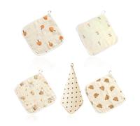 ZBHDEYG Lot de 5 Serviettes de Bain pour Bébé en Coton - Douces, Mini, Carrées avec Motif Créatif - Serviettes de Salive