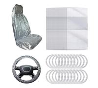 ZBHDEYG Lot de 50 Protections De Siège De Voiture avec 10 Housses De Volant De Voiture, Housse De Siège De Voiture, Housse Anti-Poussière, Housse De Siège Résistante Aux Taches De 140 X 80 CM.