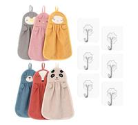 ZBHDEYG Lot de 6 Mouchoirs en Forme d'Animaux, 6 Crochets, Serviettes Colorées pour Enfants et Invités, Petites Serviettes pour le Visage