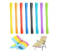 ZBHDEYG Lot de 8 bandes en silicone et 4 pinces en plastique, bandes de serviette réglables, porte-serviettes élastiques, accessoires de plage pour la plage, accessoires de bain de soleil, accessoires